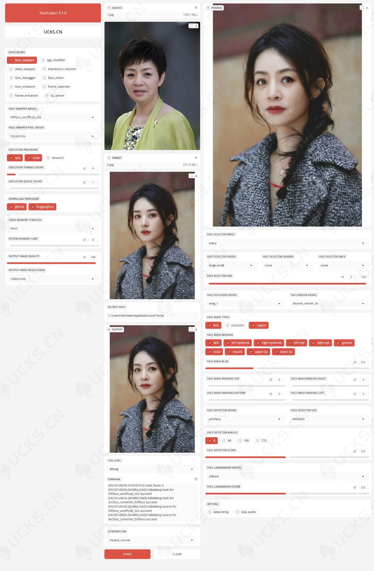 Facefusion V3.1.0 - 整包一键启动，最强Ai换脸软件-ucks