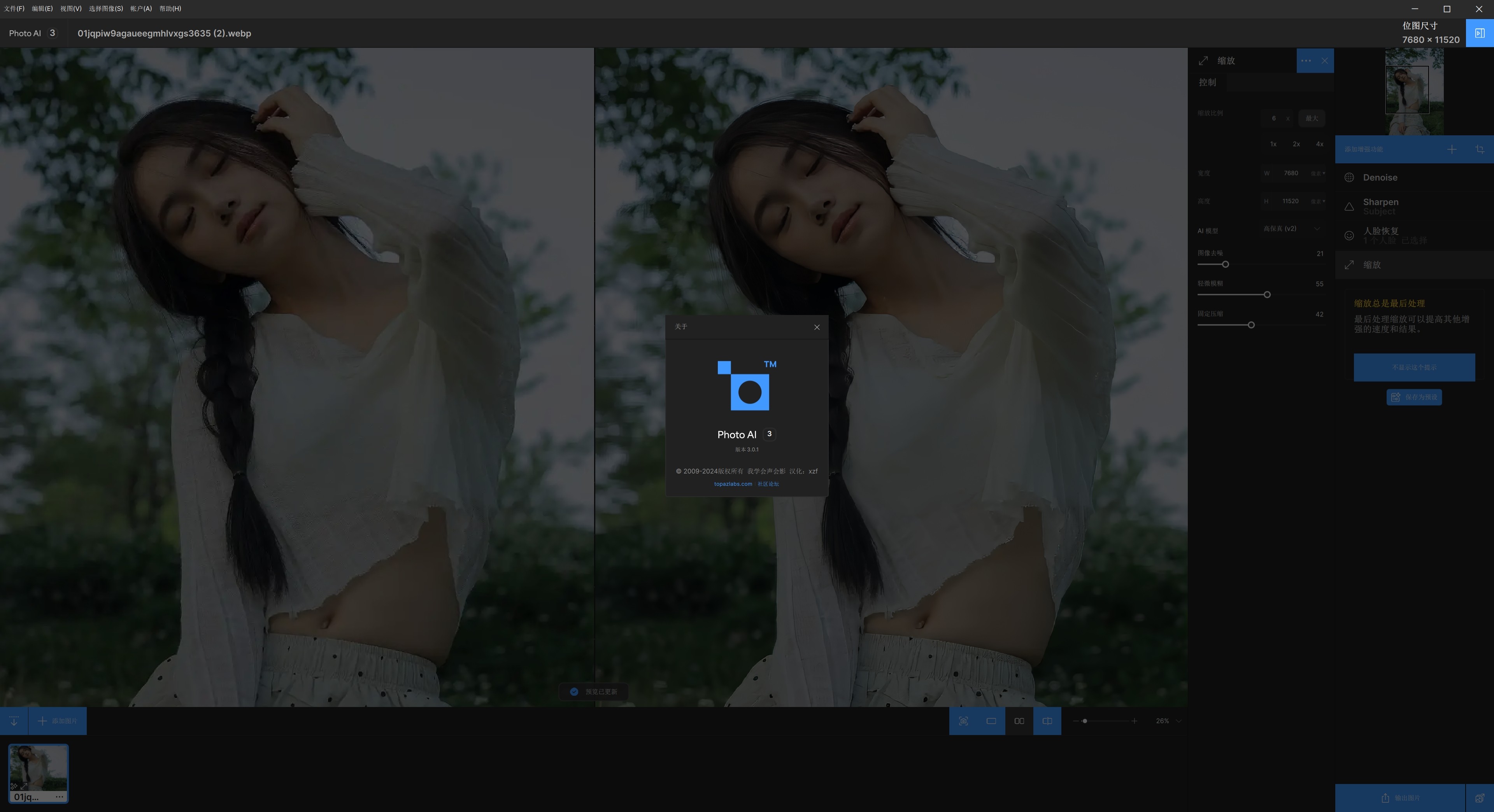 Topaz Photo AI v3.0.1 中文汉化破解版,人工智能照片无损放大/锐化/降噪