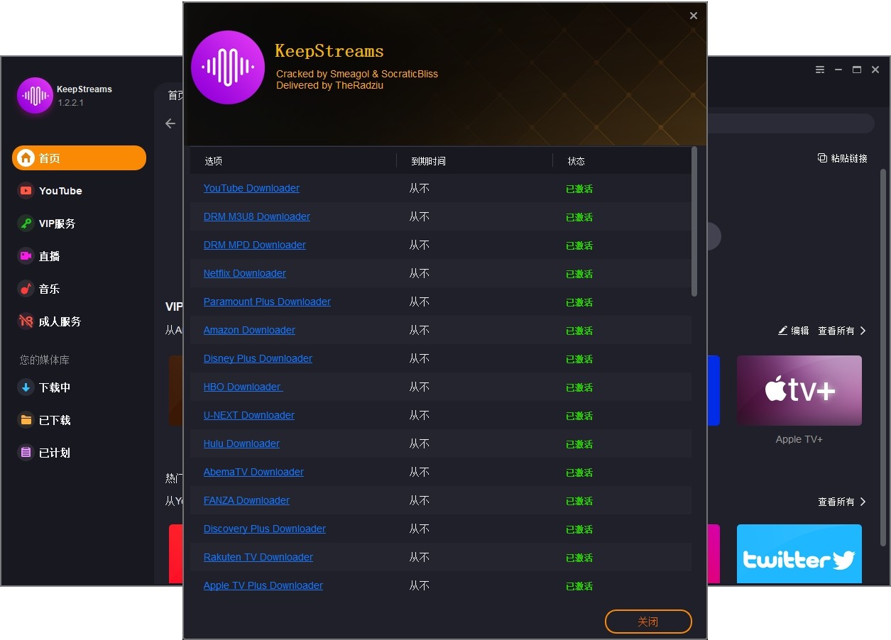 KeepStreams v1.2.2.1破解版,全球视频/音乐下载器,一站式视频下载解决方案