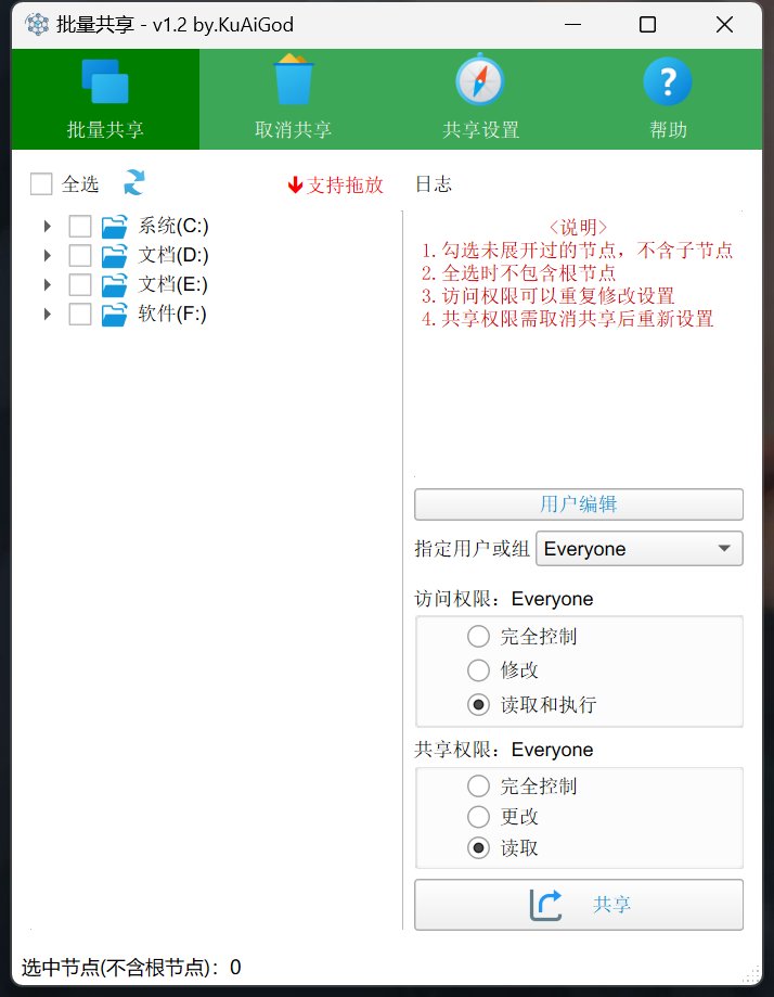 windows文件批量一键共享器v1.2,文件共享/权限修复
